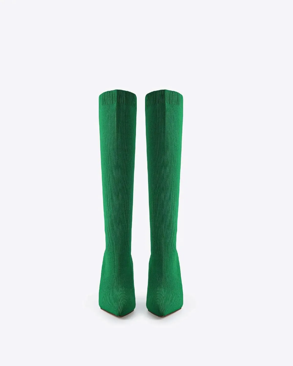 Women's Knee High Stretch Knit Chunky Heel Non-Slip Boots
