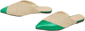 Women's Knit Flat Mules Closed Pointed Toe Slip-On Comfortable Walking Slipper Slide Summer Mesh Casual Sandals 2025
