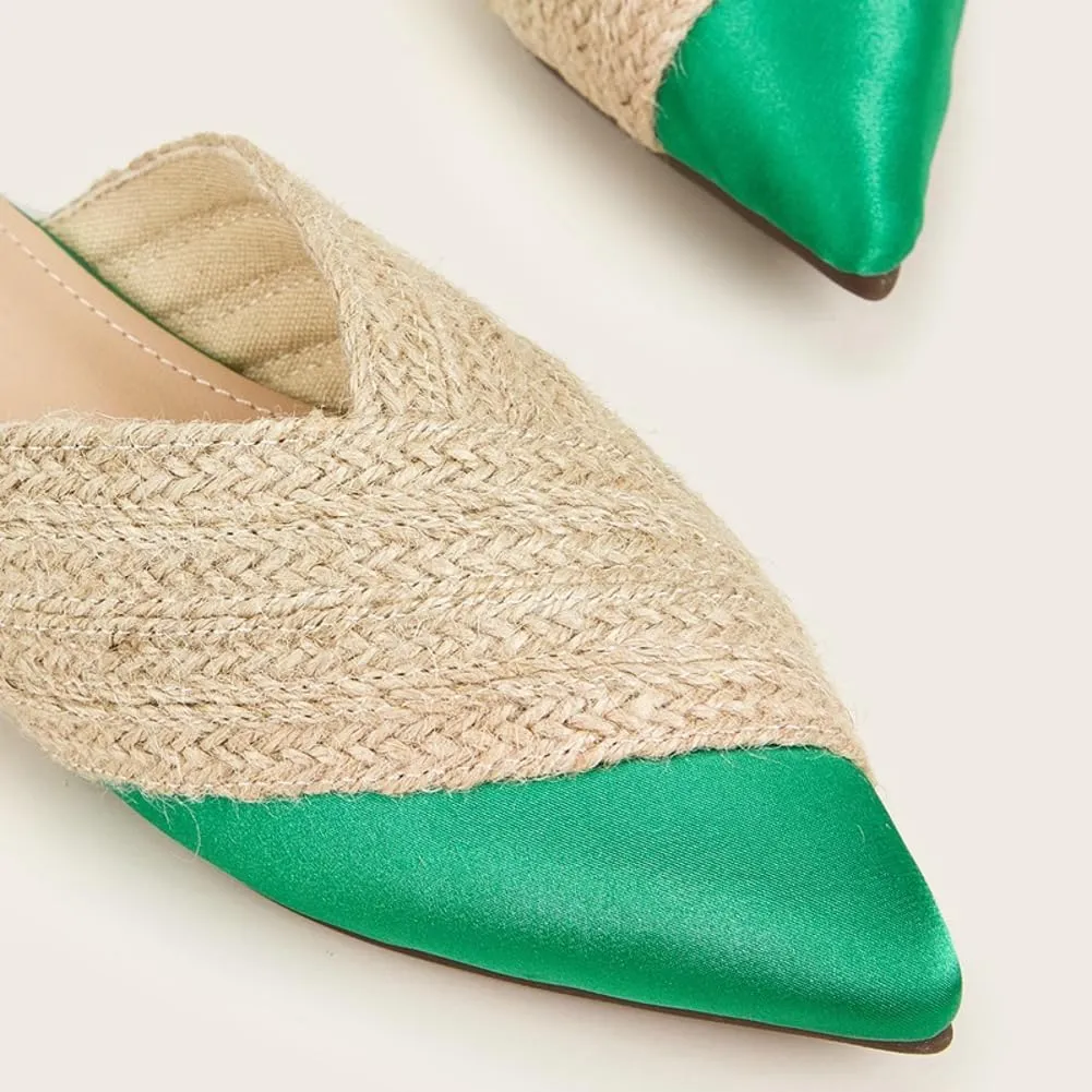 Women's Knit Flat Mules Closed Pointed Toe Slip-On Comfortable Walking Slipper Slide Summer Mesh Casual Sandals 2025