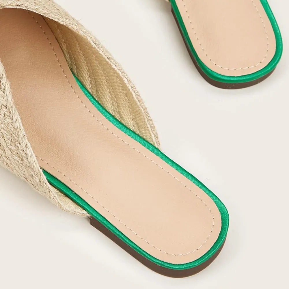 Women's Knit Flat Mules Closed Pointed Toe Slip-On Comfortable Walking Slipper Slide Summer Mesh Casual Sandals 2025