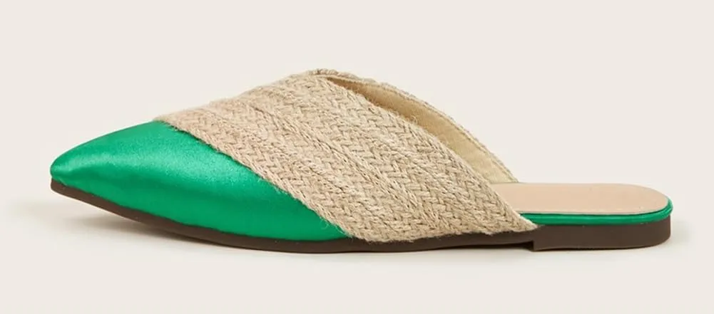Women's Knit Flat Mules Closed Pointed Toe Slip-On Comfortable Walking Slipper Slide Summer Mesh Casual Sandals 2025