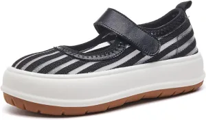Women's Knit Mesh Hook Loop Platform Mary Jane Walking Shoes Fashion Breathable Hollow Out Closed Round Toe Chunky Increase Height Sneakers Summer Outdoor Casual Loafers