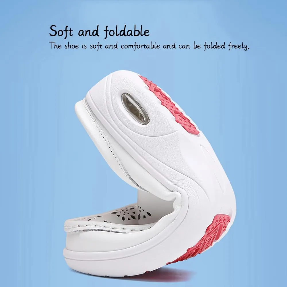 Women's Leather Closed Toe Clogs,Comfort Cutout Arch Support Softsole Slip-On Mules Loafers Slides
