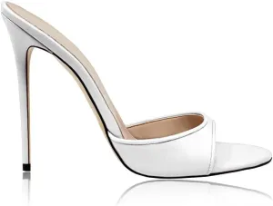 Women's Leather Stilettos High Heels Slides Slip on Crocodile Embossed Slingback Peep Open Toe Pumps Mules Sandals Formal