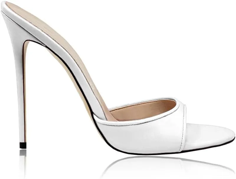 Women's Leather Stilettos High Heels Slides Slip on Crocodile Embossed Slingback Peep Open Toe Pumps Mules Sandals Formal