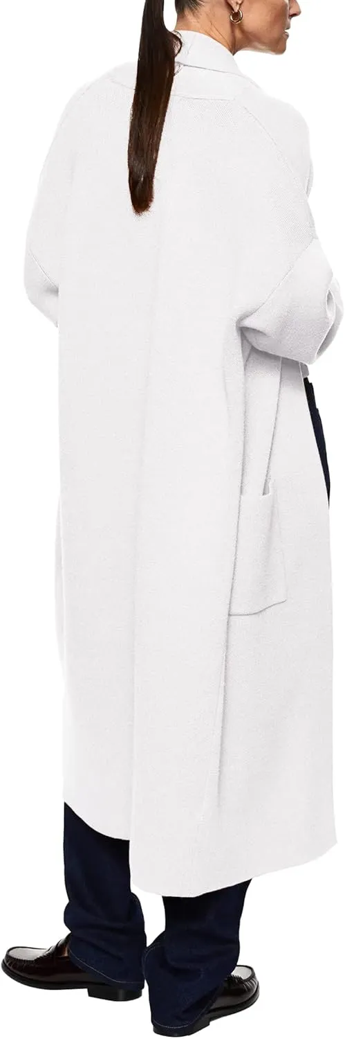 Womens Long Sleeve Maxi Cardigan Open Front Oversized Knitted Sweater Coat Casual Lapel Warm Overcoat with Pockets