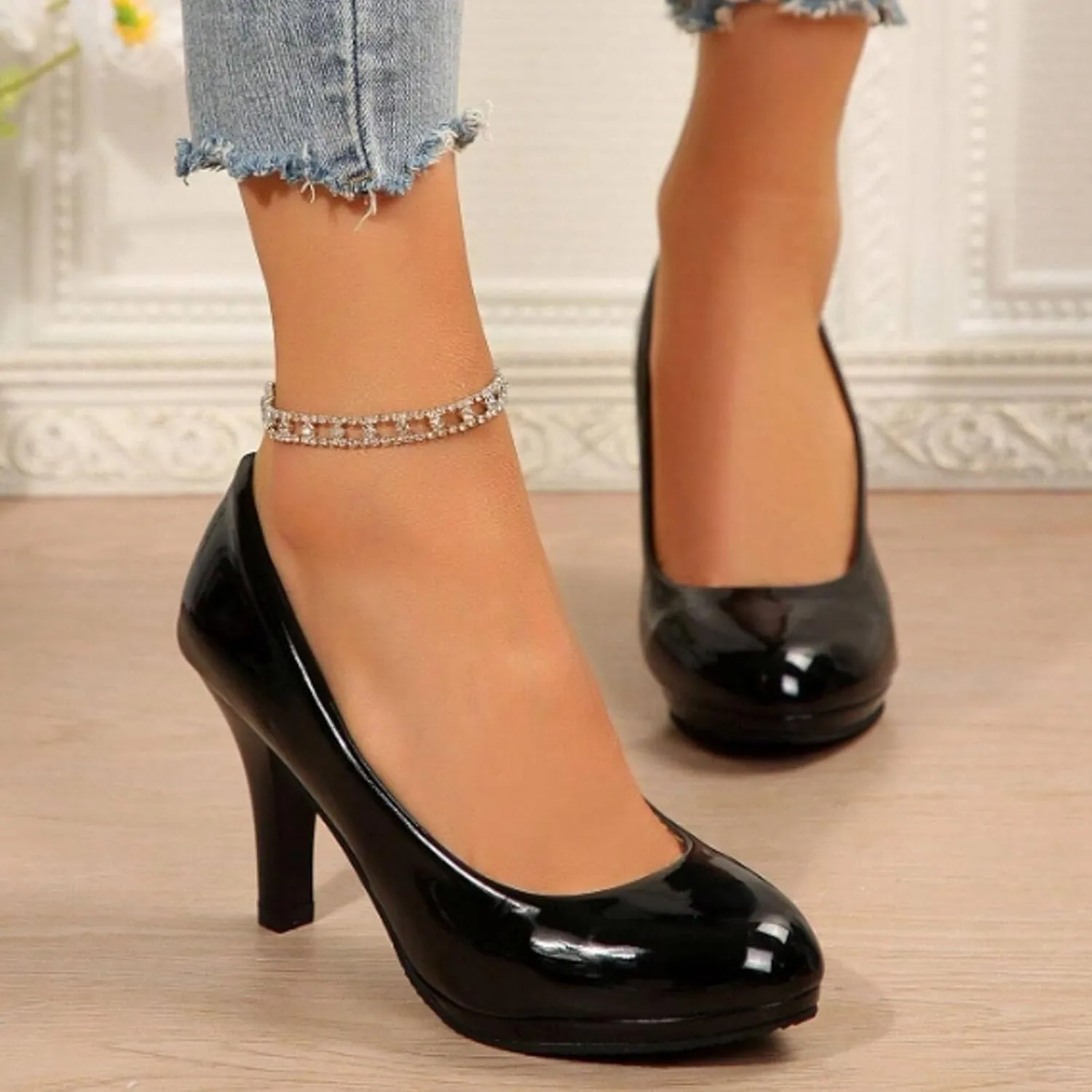 Women's Low Platform Chunky High Heels Sandals 2025 Summer Fashion Casual Closed Pointed Toe Solid Color Stiletto Heel Sandals Beach Walking Work Wedding Party Shoes