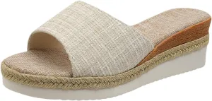Womens Low Wedge Sandals Splicing Arch Support Knit Woven Boho Solid Color Cozy Casual Comfort Shoes for Vacation