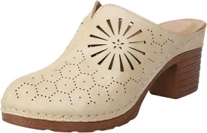 Women's Mules & Clogs Chunky Heel Spring Shoes Closed Toe Hollow Sandals Retro Slip On Slides Loafer Platform Mules