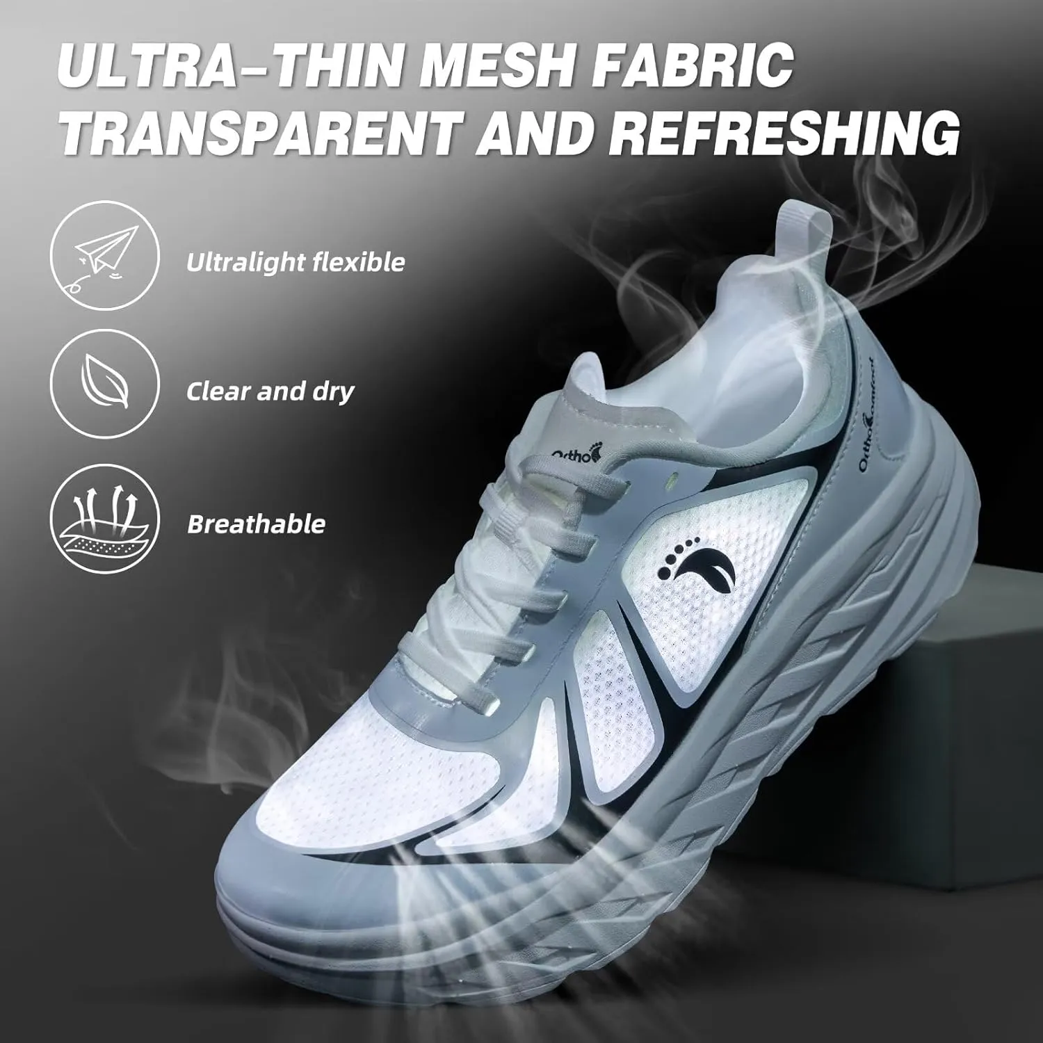 Women's Orthopedic Diabetic Wide Running Shoes: Comfortable Casual Arch Support Plantar Fasciitis Sports Sneakers, High Arch Orthotic Work Tennis Walking Shoes for Foot and Heel Pain Relief