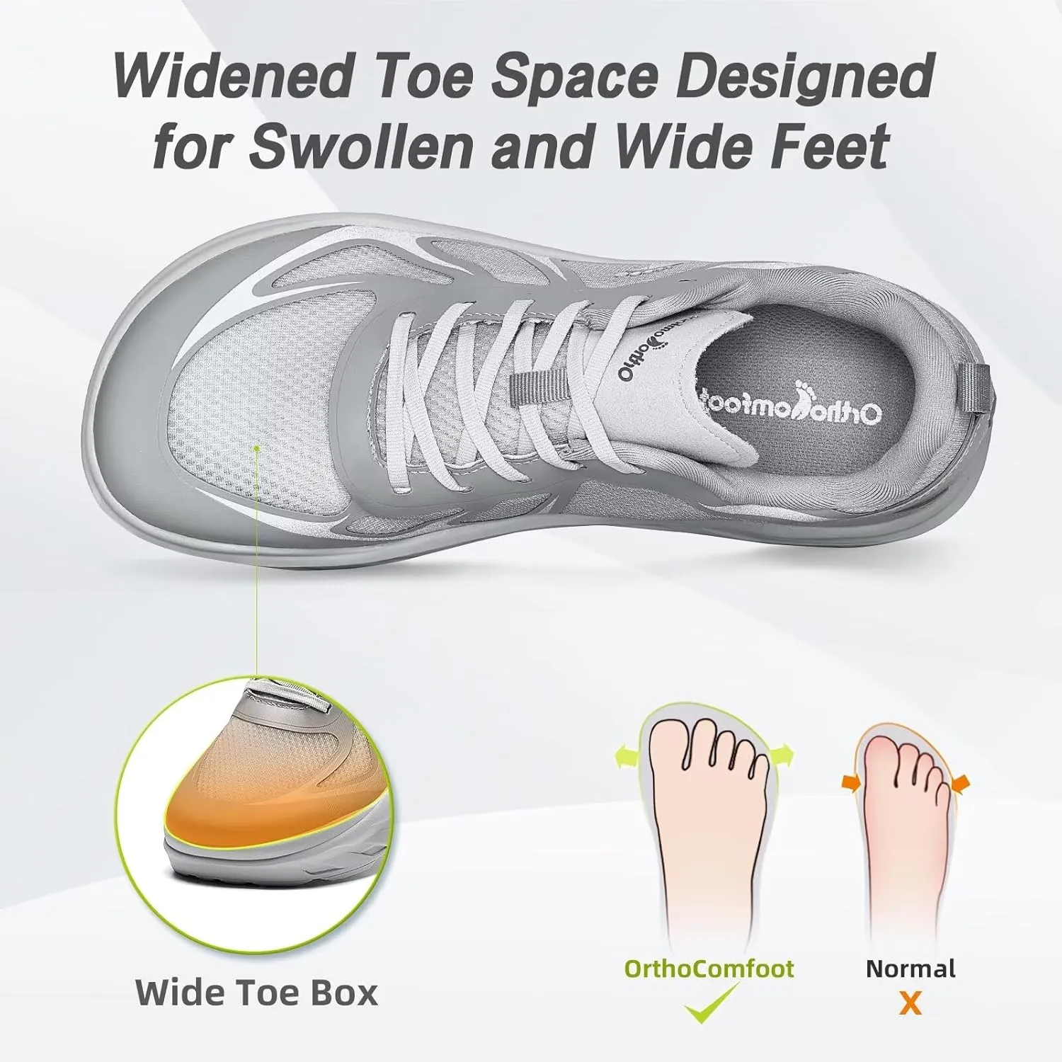 Women's Orthopedic Diabetic Wide Running Shoes: Comfortable Casual Arch Support Plantar Fasciitis Sports Sneakers, High Arch Orthotic Work Tennis Walking Shoes for Foot and Heel Pain Relief