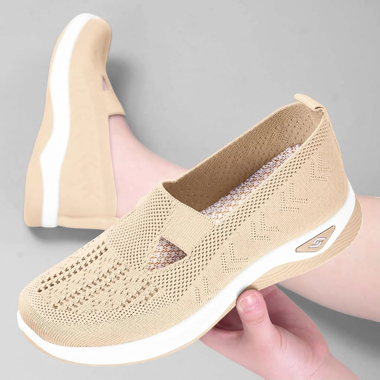 Women's Orthopedic Shoes Woven Wide Arch Support Slip-On Orthowalk Sneakers Casual Breathable Soft Anti-Skid Sports Footwear
