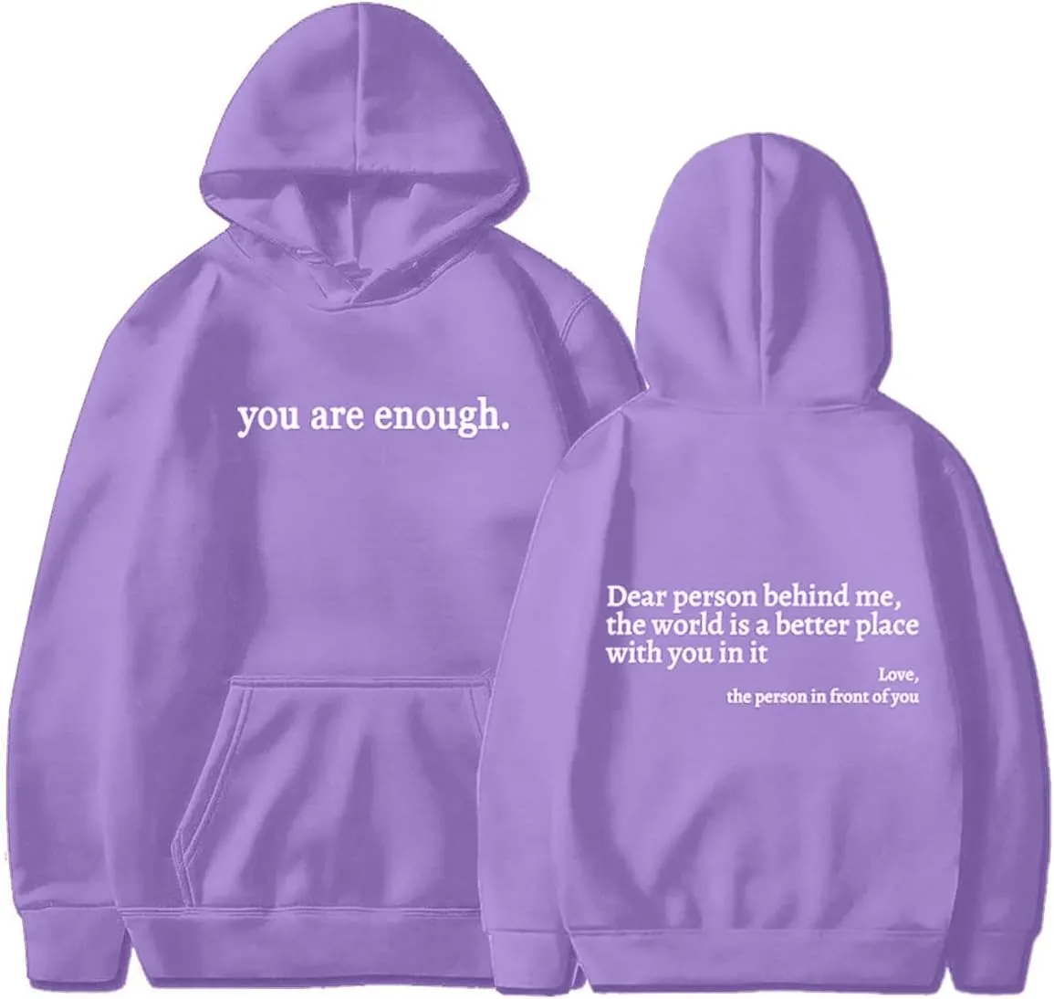 Womens Oversized You Are Enough Hoodie Dear Person Behind Me Sweatshirt Personalized Hoodie Loose Trendy Pullover