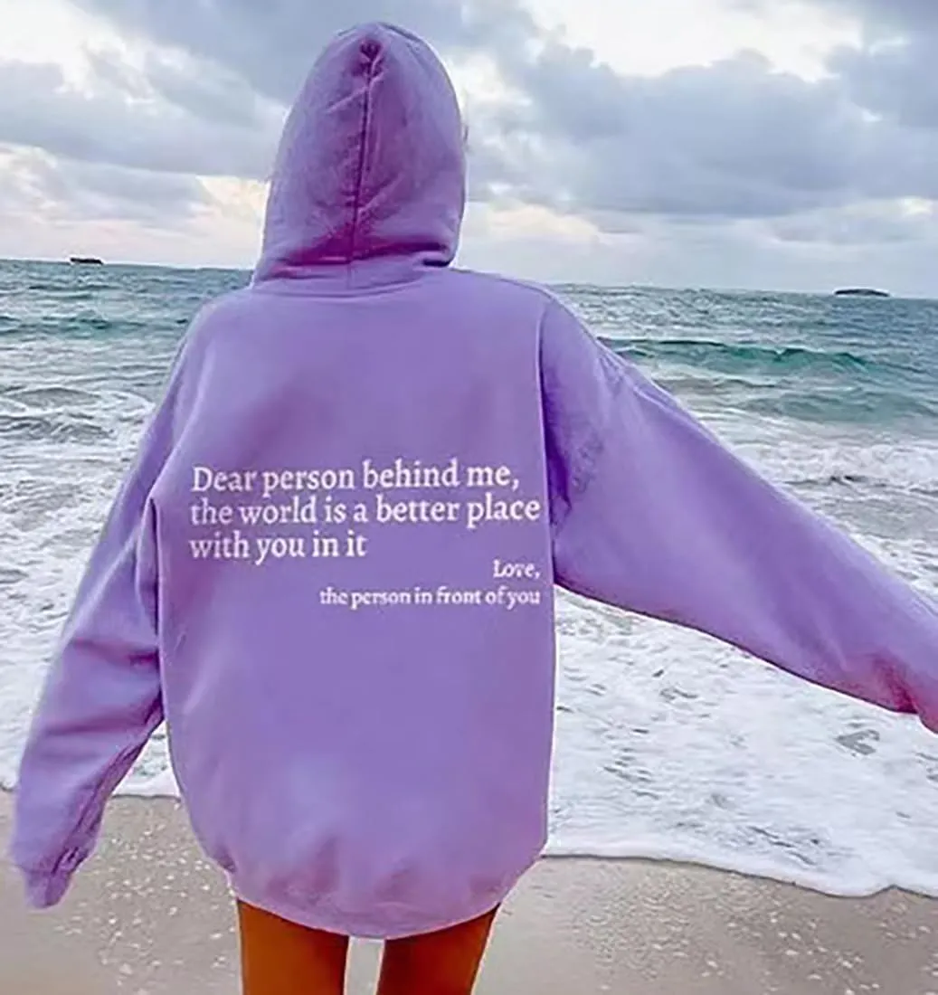 Womens Oversized You Are Enough Hoodie Dear Person Behind Me Sweatshirt Personalized Hoodie Loose Trendy Pullover