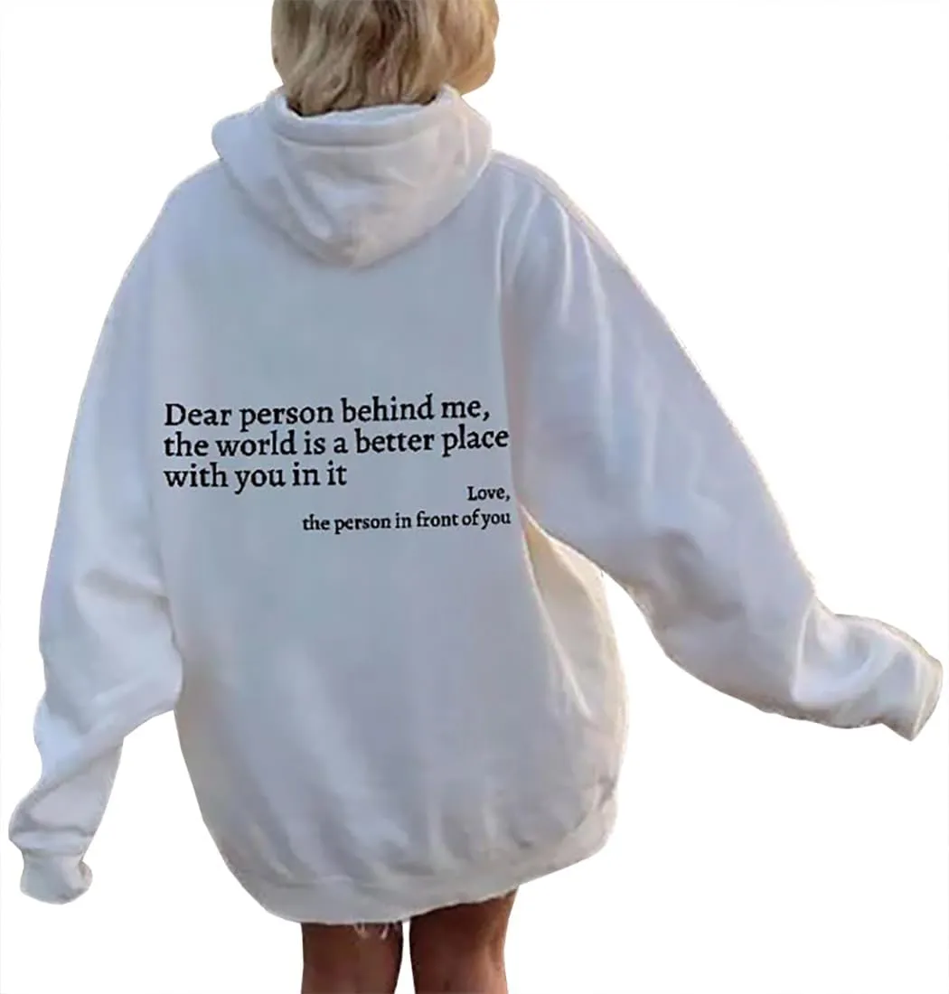 Womens Oversized You Are Enough Hoodie Dear Person Behind Me Sweatshirt Personalized Hoodie Loose Trendy Pullover
