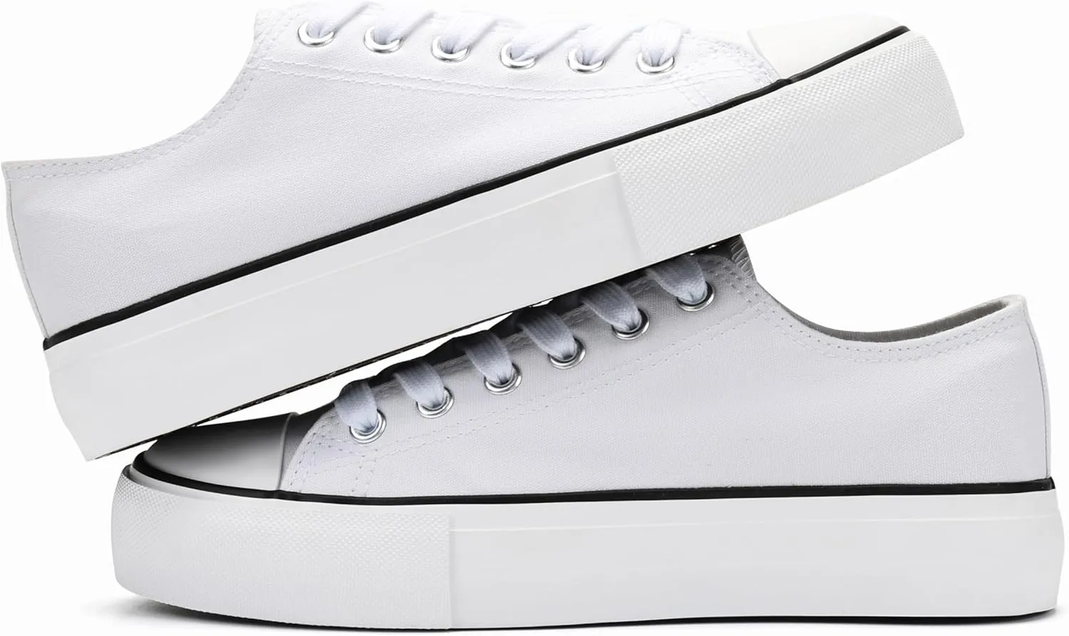 Womens Platform Canvas Shoes Low Top and High Top Canvas Sneakers Lace-up Fashion Casual Shoes for Women