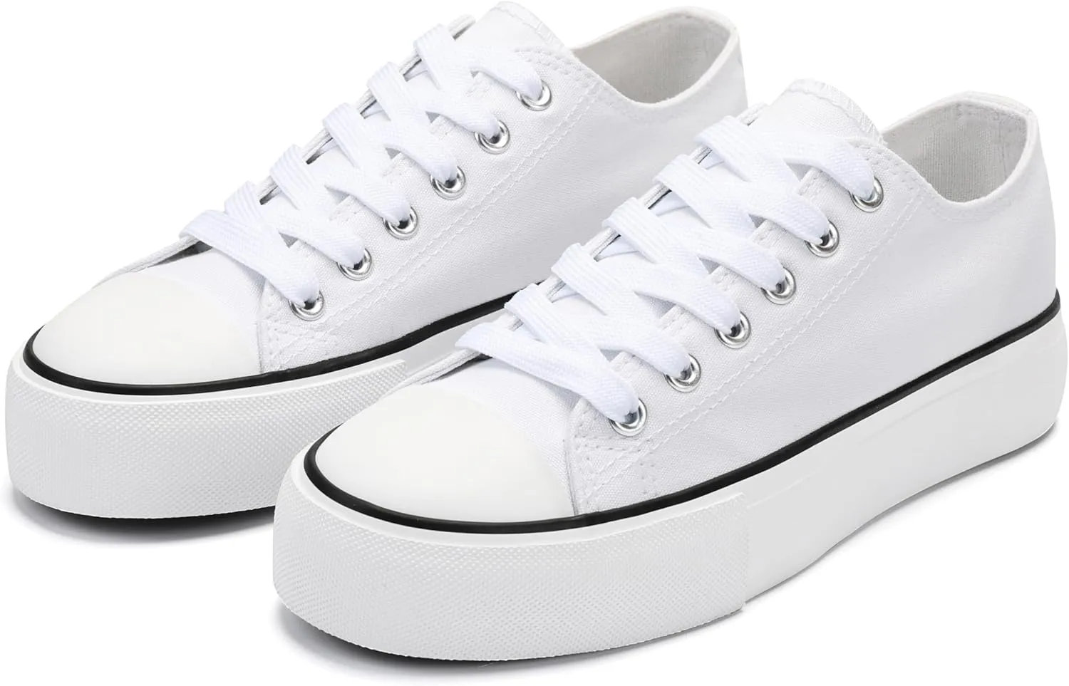 Womens Platform Canvas Shoes Low Top and High Top Canvas Sneakers Lace-up Fashion Casual Shoes for Women