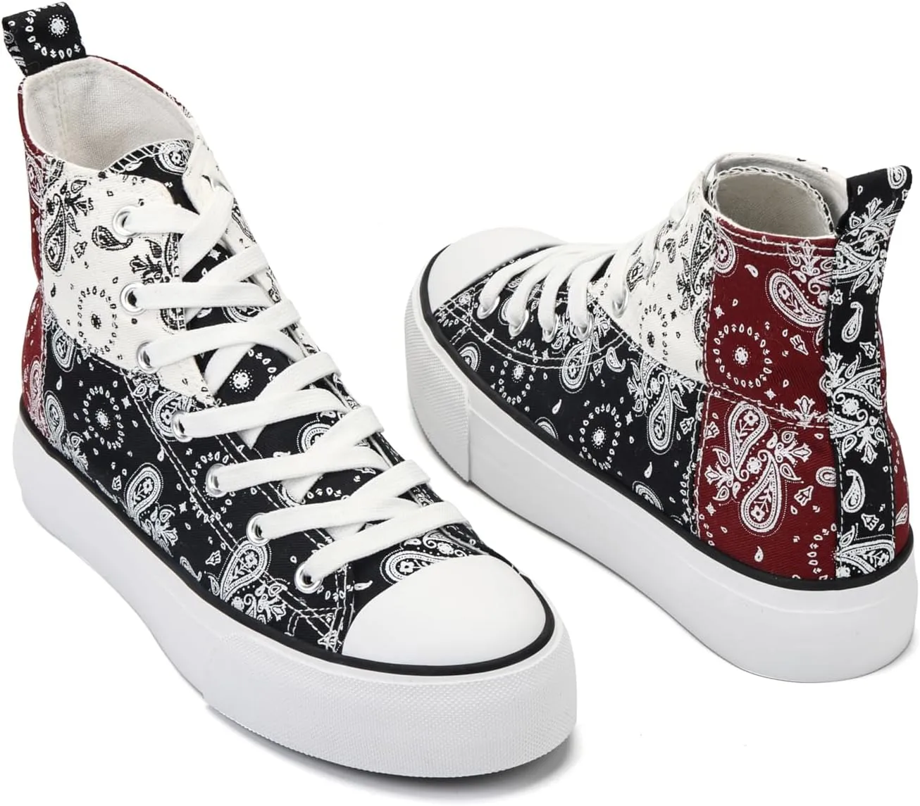 Womens Platform Canvas Shoes Low Top and High Top Canvas Sneakers Lace-up Fashion Casual Shoes for Women