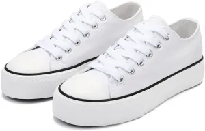 Womens Platform Canvas Shoes Low Top and High Top Canvas Sneakers Lace-up Fashion Casual Shoes for Women