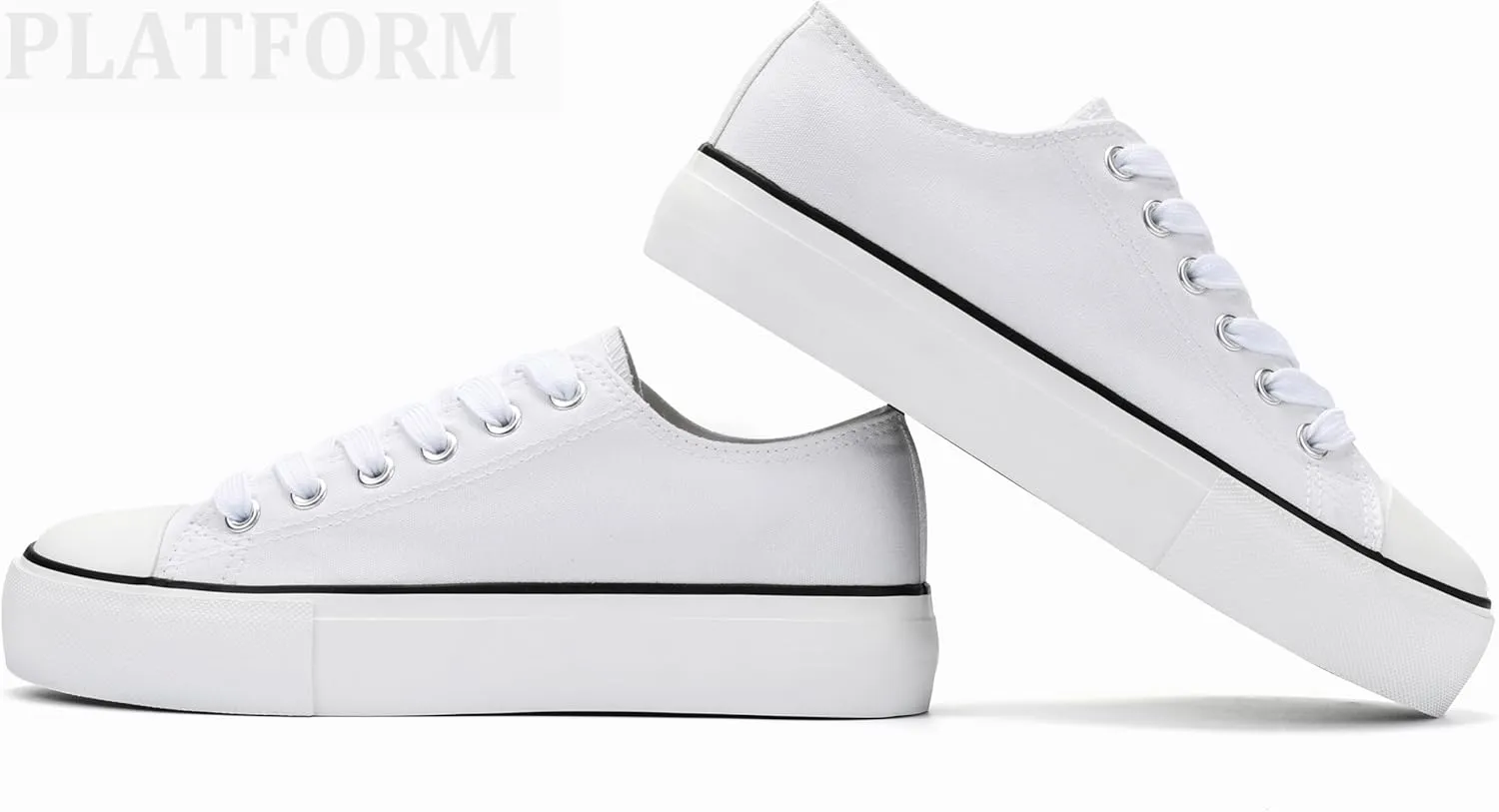 Womens Platform Canvas Shoes Low Top and High Top Canvas Sneakers Lace-up Fashion Casual Shoes for Women