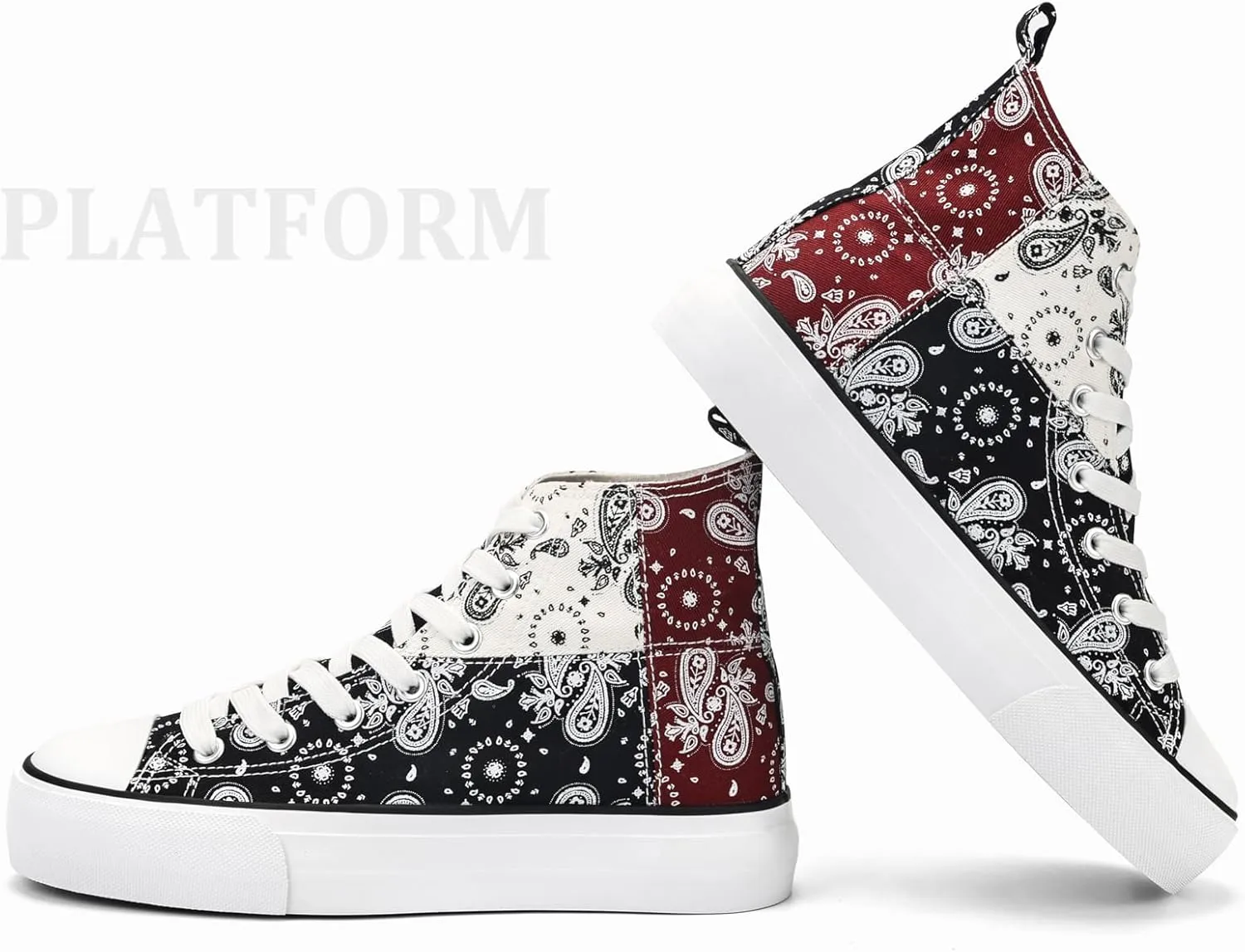 Womens Platform Canvas Shoes Low Top and High Top Canvas Sneakers Lace-up Fashion Casual Shoes for Women