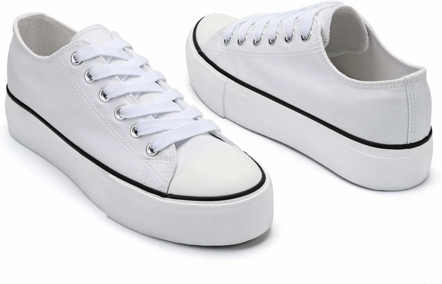 Womens Platform Canvas Shoes Low Top and High Top Canvas Sneakers Lace-up Fashion Casual Shoes for Women
