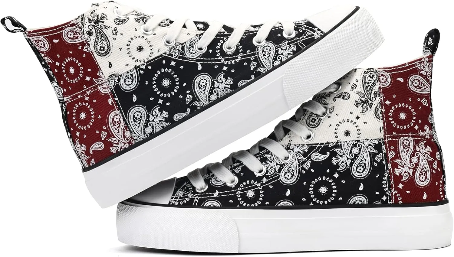 Womens Platform Canvas Shoes Low Top and High Top Canvas Sneakers Lace-up Fashion Casual Shoes for Women