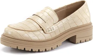 Women's Platform Penny Loafers Comfort Chunky Heel Slip On Business Work Dress Shoes