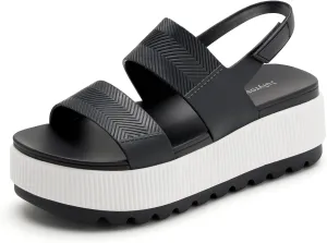 Women's Platform Sandals Lug Sole Summer Sandals Comfortable Lightweight Waterproof Beach Sandals, Black White,9