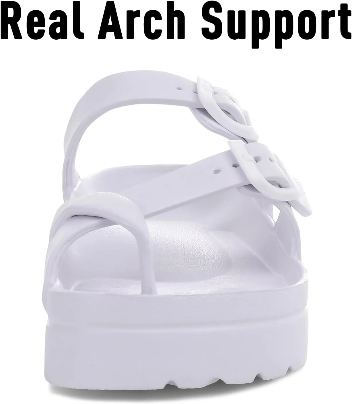 Women's Platform Sandals with Arch Support Comfortable Foam Slides Summer Beach Sandals with Adjustable Buckle