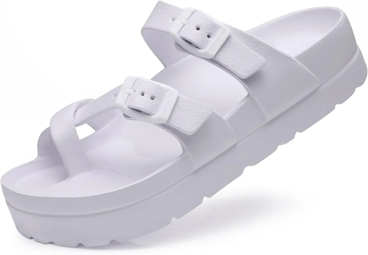 Women's Platform Sandals with Arch Support Comfortable Foam Slides Summer Beach Sandals with Adjustable Buckle
