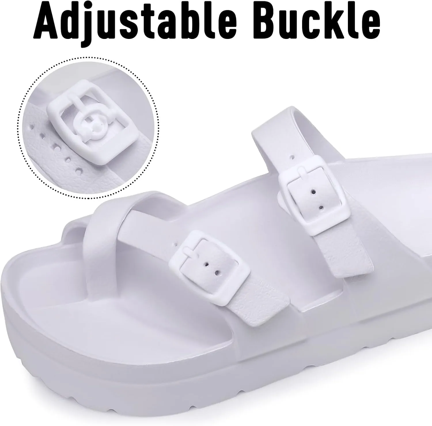 Women's Platform Sandals with Arch Support Comfortable Foam Slides Summer Beach Sandals with Adjustable Buckle
