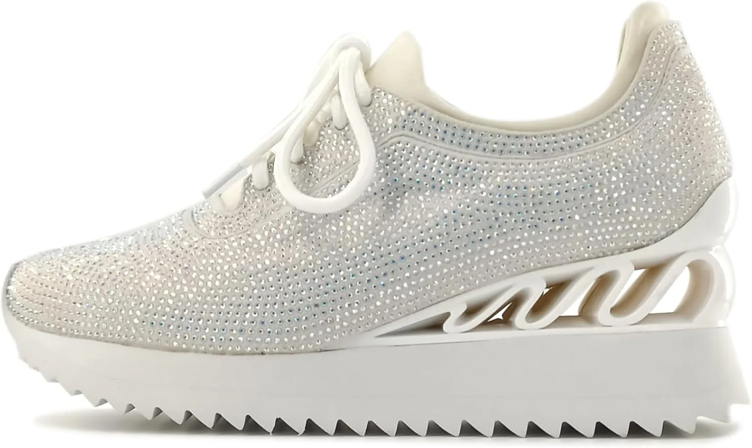 Women's Platform Sneakers Fashion Rhinestone Sneakers Shoes Low Top Walking Shoes Lace Up