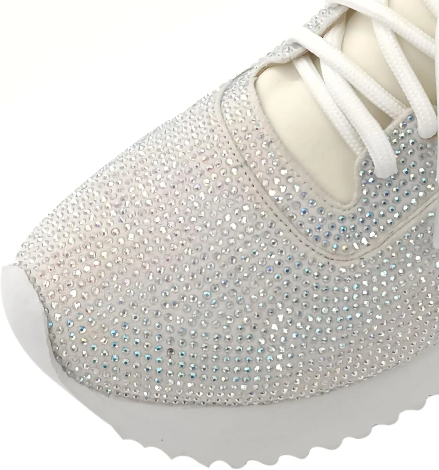 Women's Platform Sneakers Fashion Rhinestone Sneakers Shoes Low Top Walking Shoes Lace Up