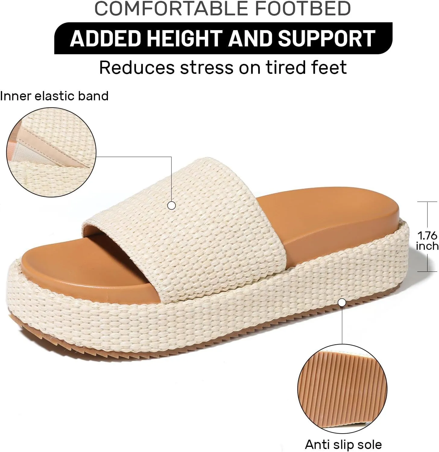 Women's Platform Wedge espadrille slides Summer Beach Cute Raffia Slip On Woven Dress Slides Open Toe Comfortable Resort Wear Trending 2025