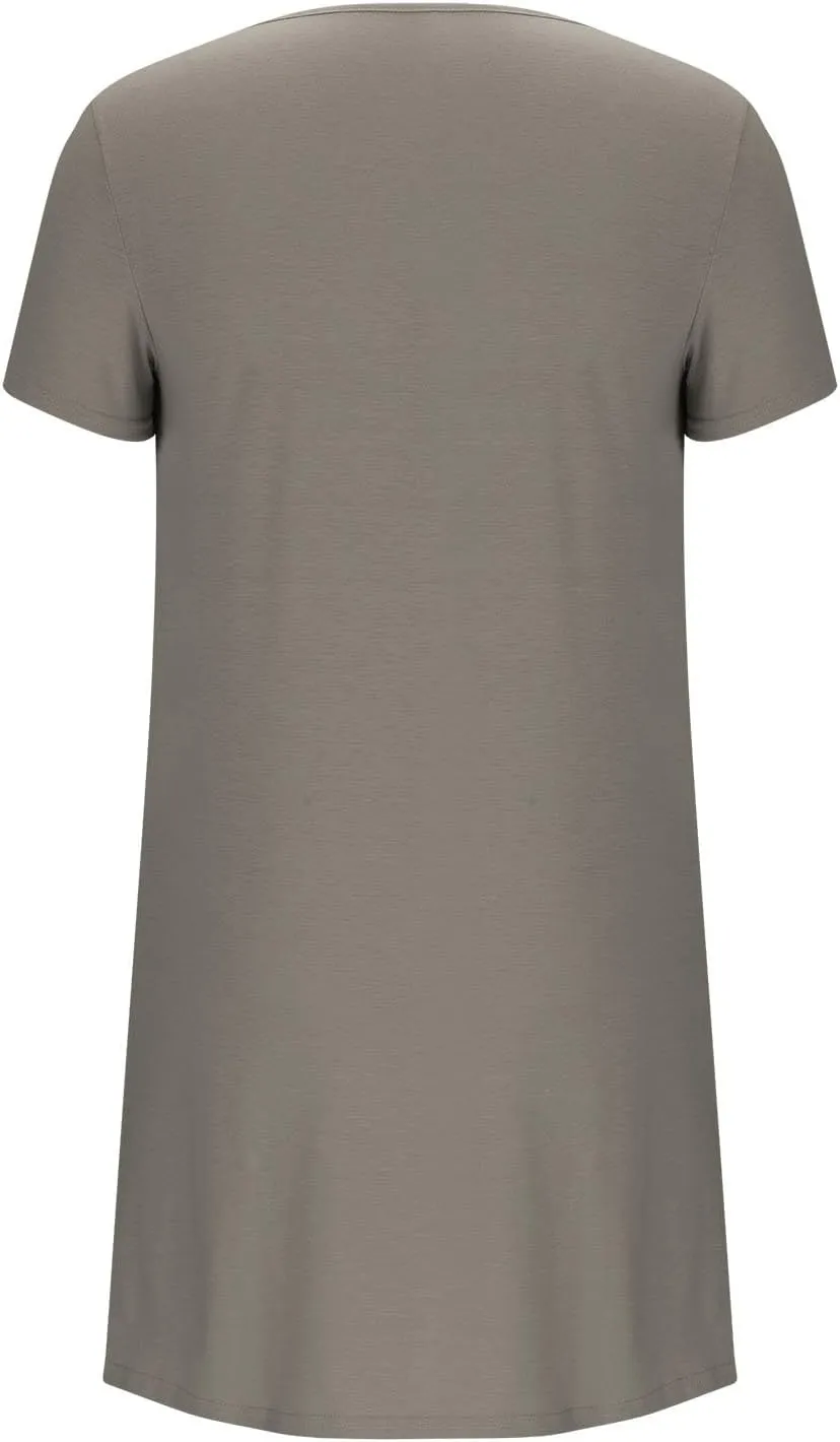 Womens Pleated Front Summer Dresses Casual Short Sleeve T Shirts Dress Cover Ups with Pockets Beach Vacation Outfits
