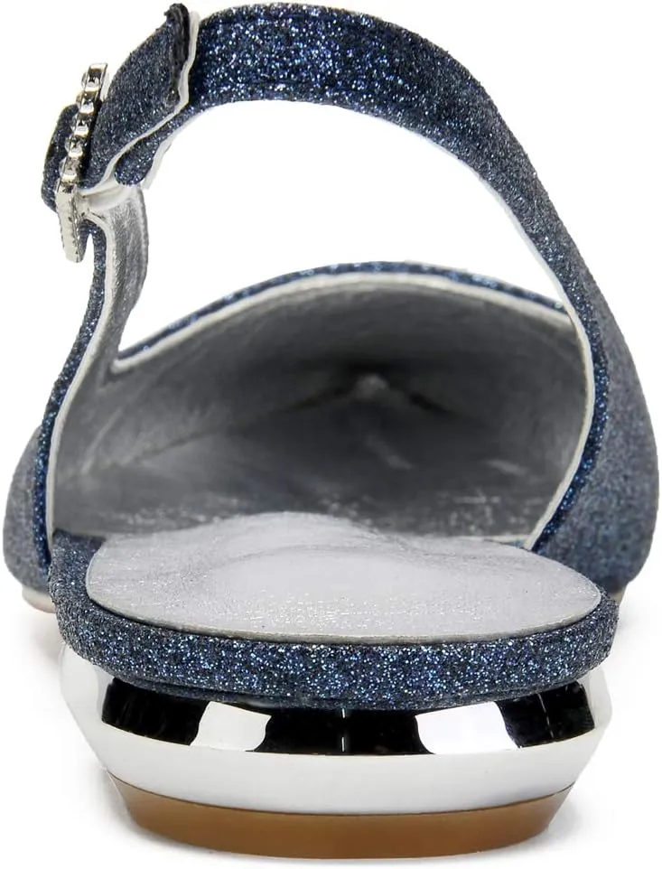 Women's Pointed Toe Ballet Flats Glitter Slingback Flat Summer Comfort Dress Wedding Sandals