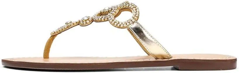 Women's Rhinestone Flat Sandals, Women Flip Flops with Clip Toe RingBeadeed Rhinestone Crystal Jeweled Sandal Shoes for Summer Beach Oceanside Holiday Outdoor