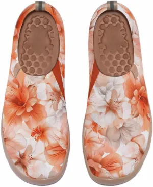 Women's Slip On Casual Loafers Walking Travel Sneakers Knit Art Painted Comfort Lightweight Shoes Beautiful Flowers