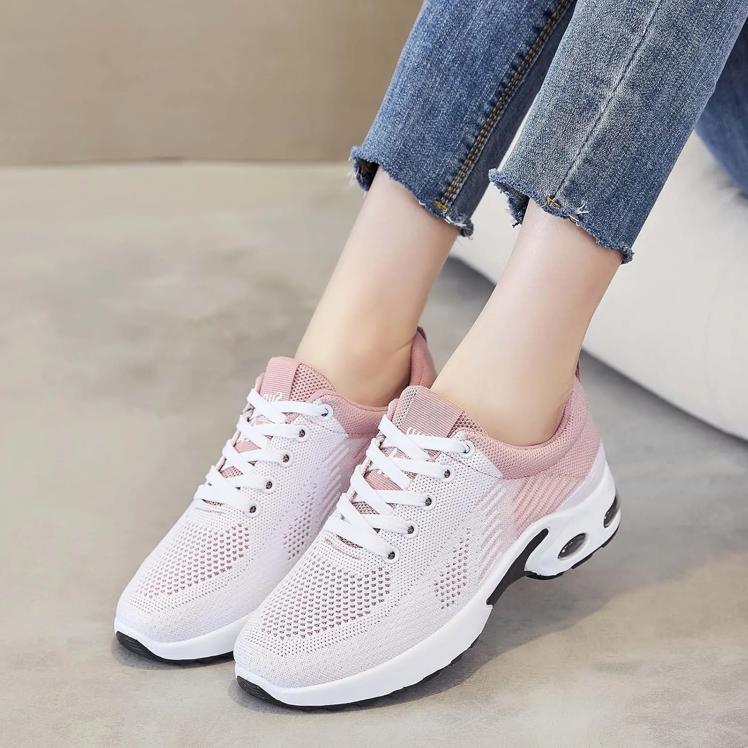 Womens Sneakers Arch Support Orthopedic Shoes Air Cushion Running Trainer Lightweight Tennis Athletic Walking Shoes Mesh Breathable Comfortable Fashion Gym Work Sneakers