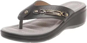 Women's Spring Summer Casual Slippers Metal Buckle Wedge Sandals with Arch Support Fashion Beach Clip-Toe Flip Flops