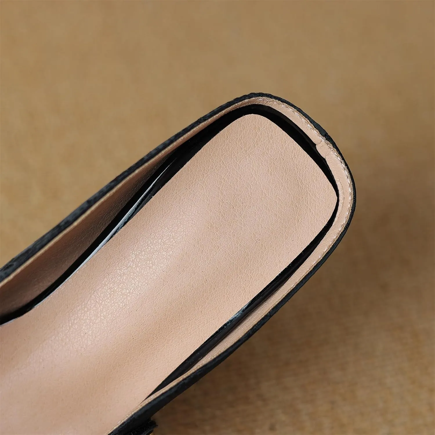Women's Square Closed Toe Slip-On Pumps Embroidery Cross Strap Hook & Loop Fastener Mid Block Heel Mules Classic Work Office Church Comfort Dress Shoes Business Party Dating Sandals