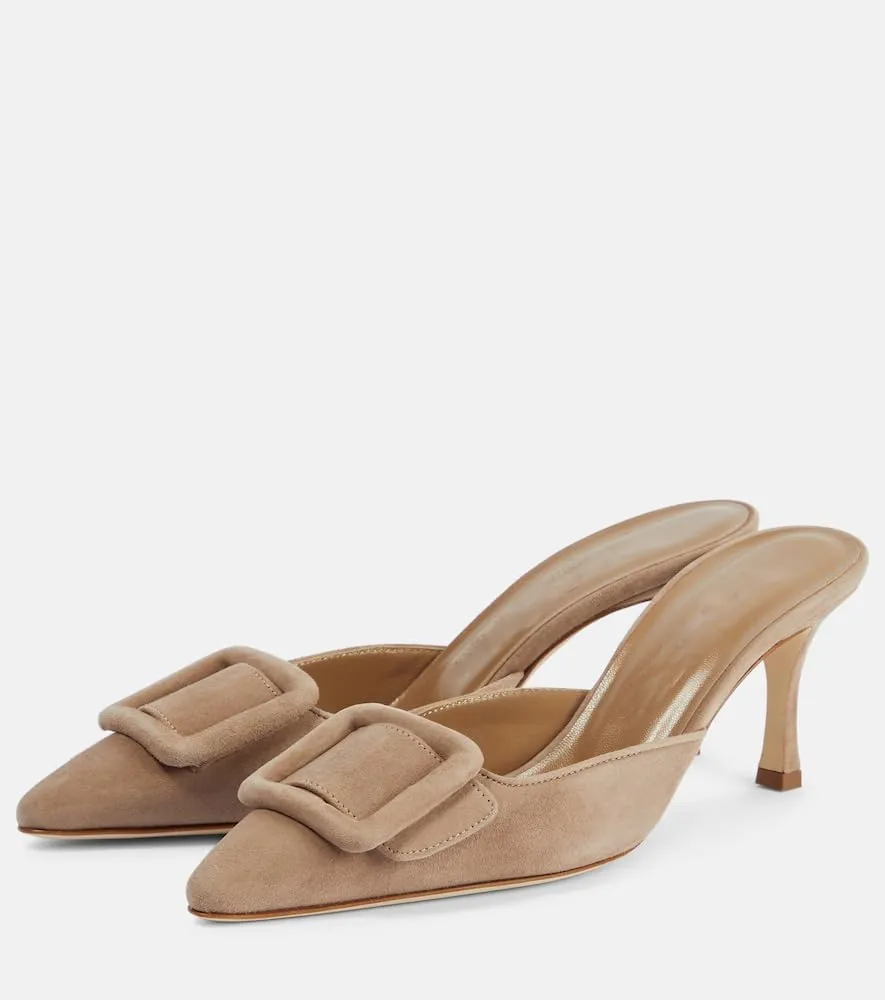 Women’s Suede Kitten Heel Mules Pointed Toe Slip-On Bow Dress Shoes Backless Dress Sandals for Evening Parties, Weddings