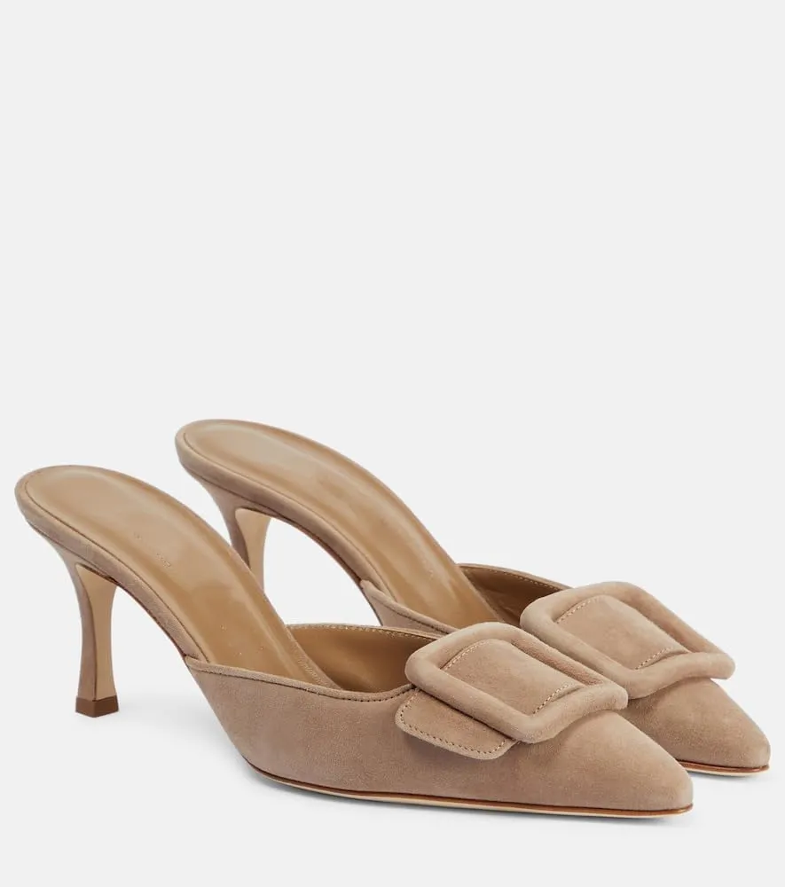 Women’s Suede Kitten Heel Mules Pointed Toe Slip-On Bow Dress Shoes Backless Dress Sandals for Evening Parties, Weddings