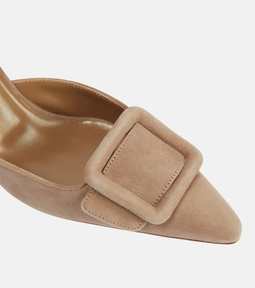 Women’s Suede Kitten Heel Mules Pointed Toe Slip-On Bow Dress Shoes Backless Dress Sandals for Evening Parties, Weddings