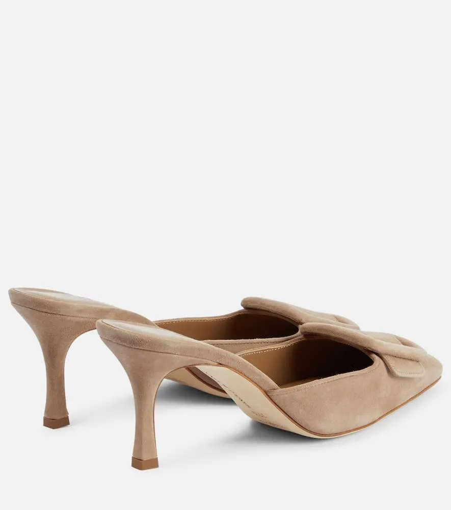 Women’s Suede Kitten Heel Mules Pointed Toe Slip-On Bow Dress Shoes Backless Dress Sandals for Evening Parties, Weddings