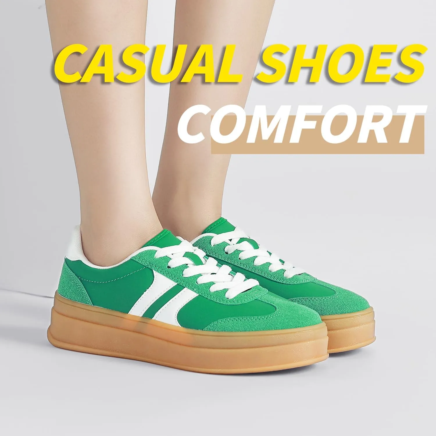 Women's Thick Sole Retro Fashion Sneakers Classic Walking Shoes Thick Rubber Lace-Up Footwear Anti Slip Trainers