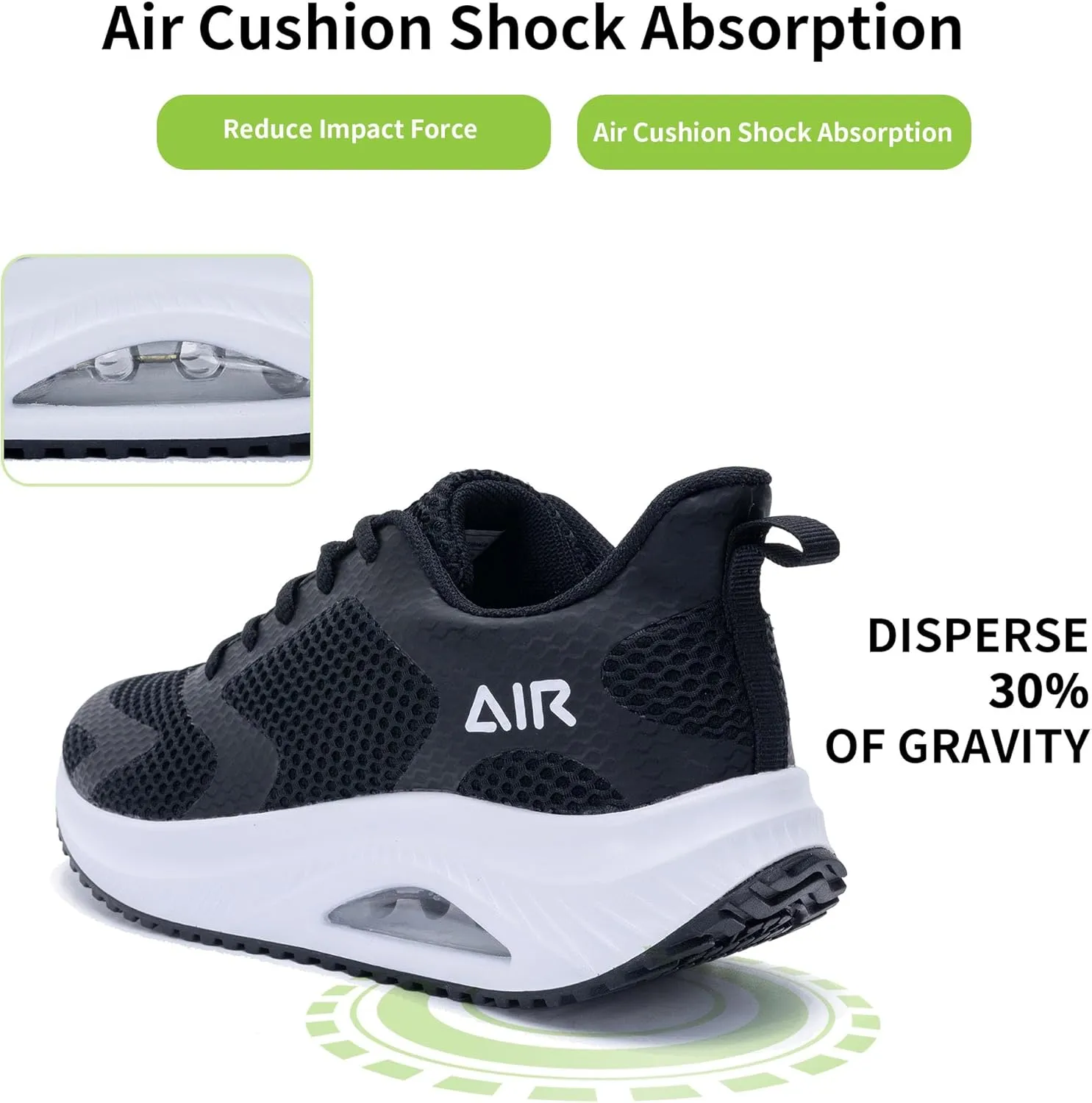 Women's Walking Shoes Air Cushion Comfortable Plantar Fasciitis Tennis Sneakers Non-Slip Breathable Orthotic Shoe for Foot Heel Pain Relief Size US 6-11