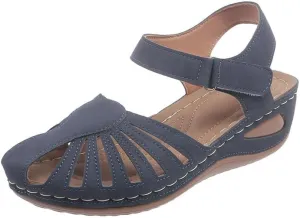 Women's Wedge Heels Ankle Strap Low Summer Sandals Closed Toe Hollow Out Orthopedic Bohemia Fishmouth Wedges Sandal Hollow Out Strap Comfy Outdoor Beach Athletic Shoes