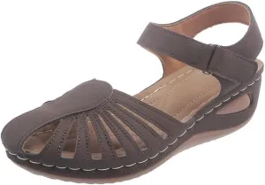 Women's Wedge Heels Ankle Strap Low Summer Sandals Closed Toe Hollow Out Orthopedic Bohemia Fishmouth Wedges Sandal Hollow Out Strap Comfy Outdoor Beach Athletic Shoes